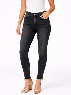 Marine Layer High Rise Skinny Black Wash Raw Hem Jeans Size 26